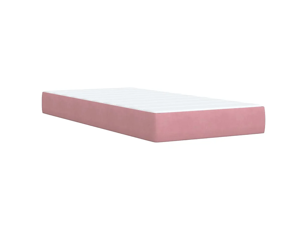 Cama box spring con colchón terciopelo rosa 90x200 cm
