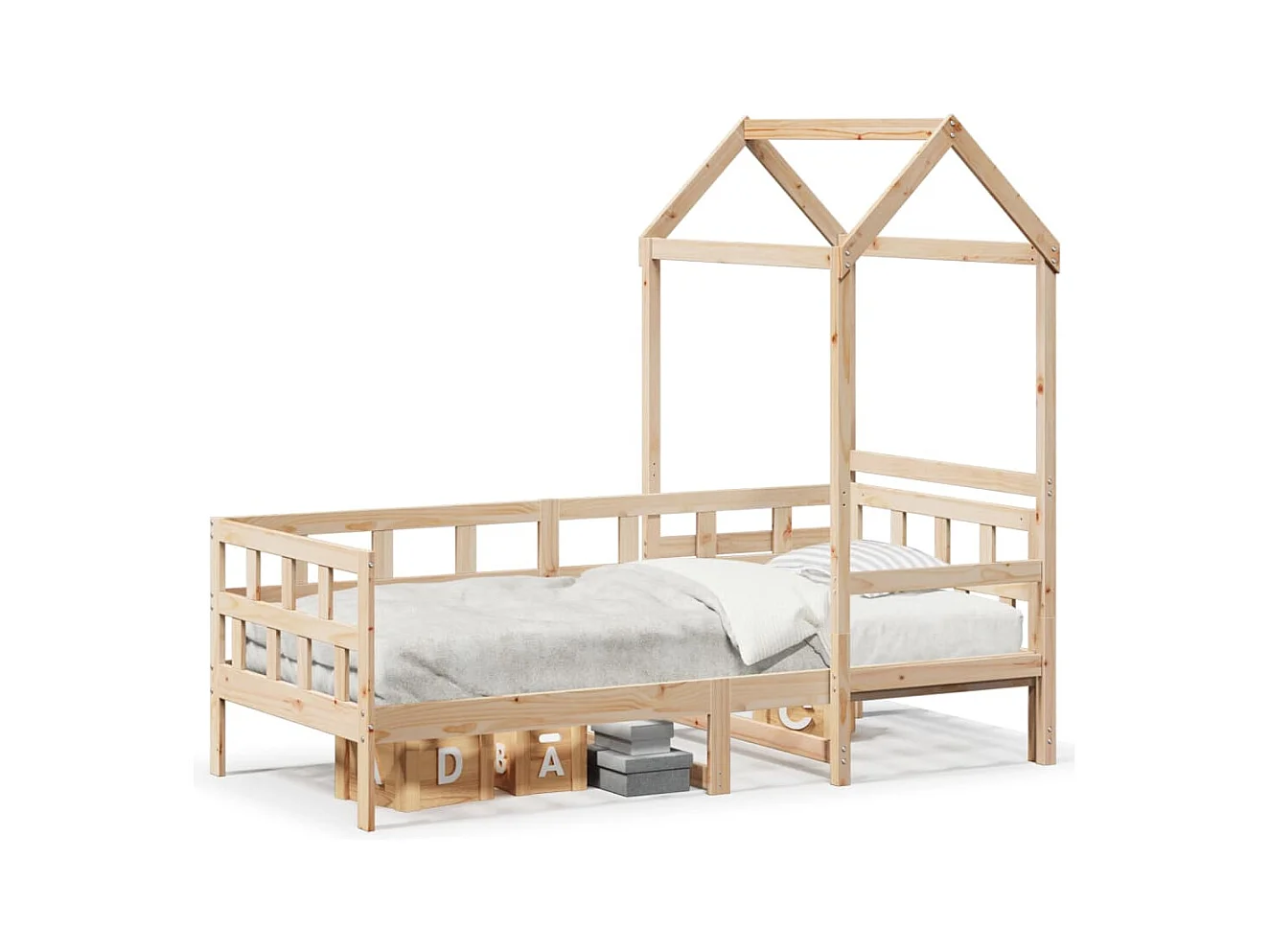 Lit de jour avec toit sans matelas 90x190 cm bois massif