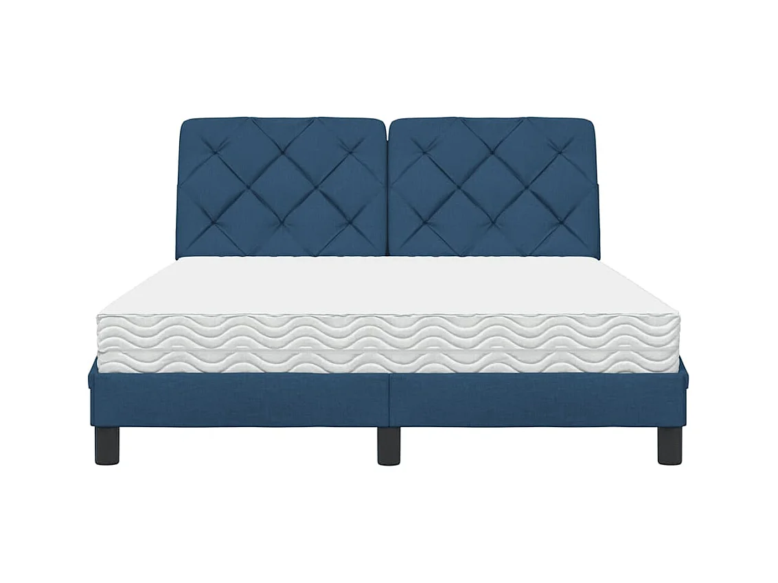 Bett mit Matratze Blau 140x190 cm Stoff