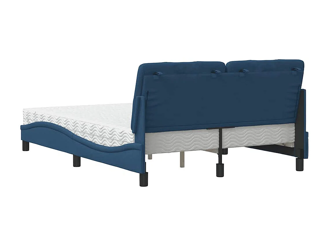 Bett mit Matratze Blau 140x190 cm Stoff