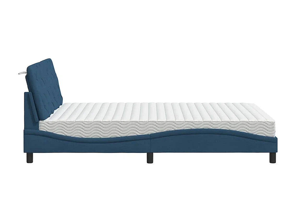 Letto con Materasso Blu 140x190 cm in Tessuto