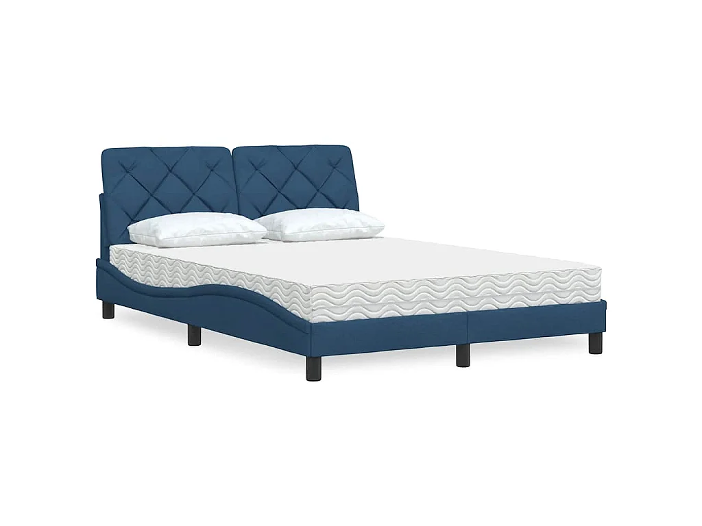 Bed met matras stof blauw 140x190 cm