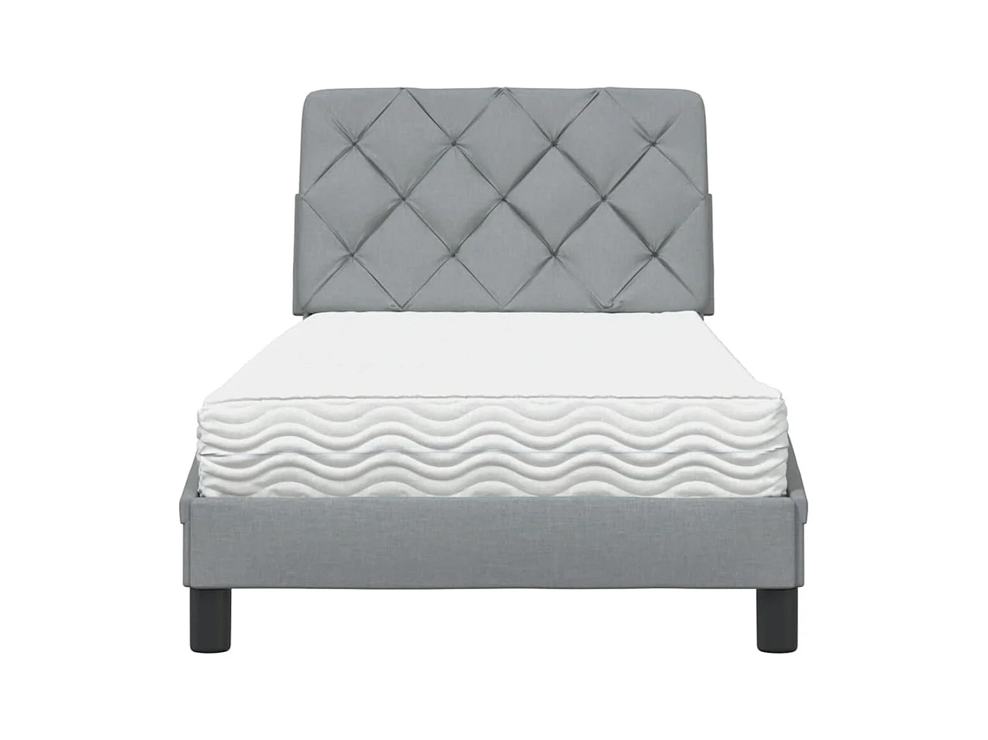 Bett mit Matratze Hellgrau 90x200 cm Stoff