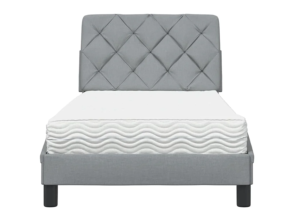 Letto con Materasso Grigio Chiaro 90x200 cm in Tessuto