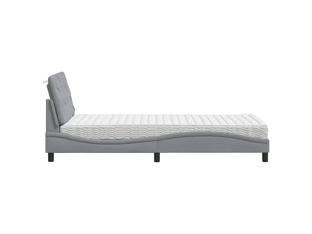 Letto con Materasso Grigio Chiaro 90x200 cm in Tessuto