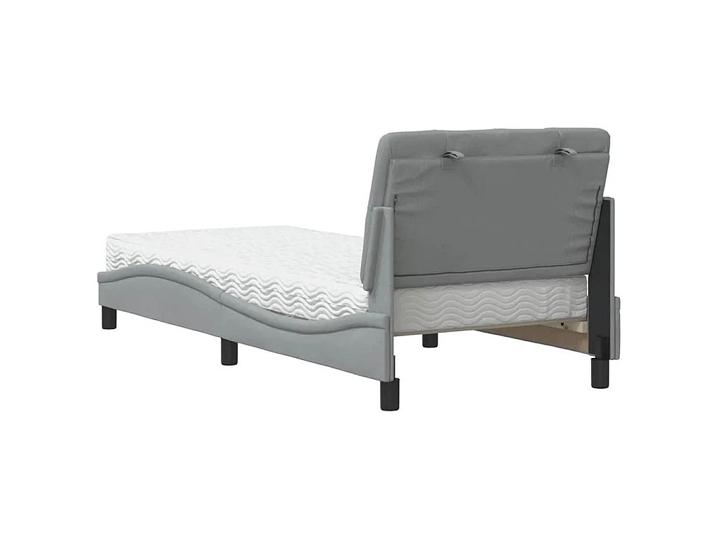 Letto con Materasso Grigio Chiaro 90x200 cm in Tessuto