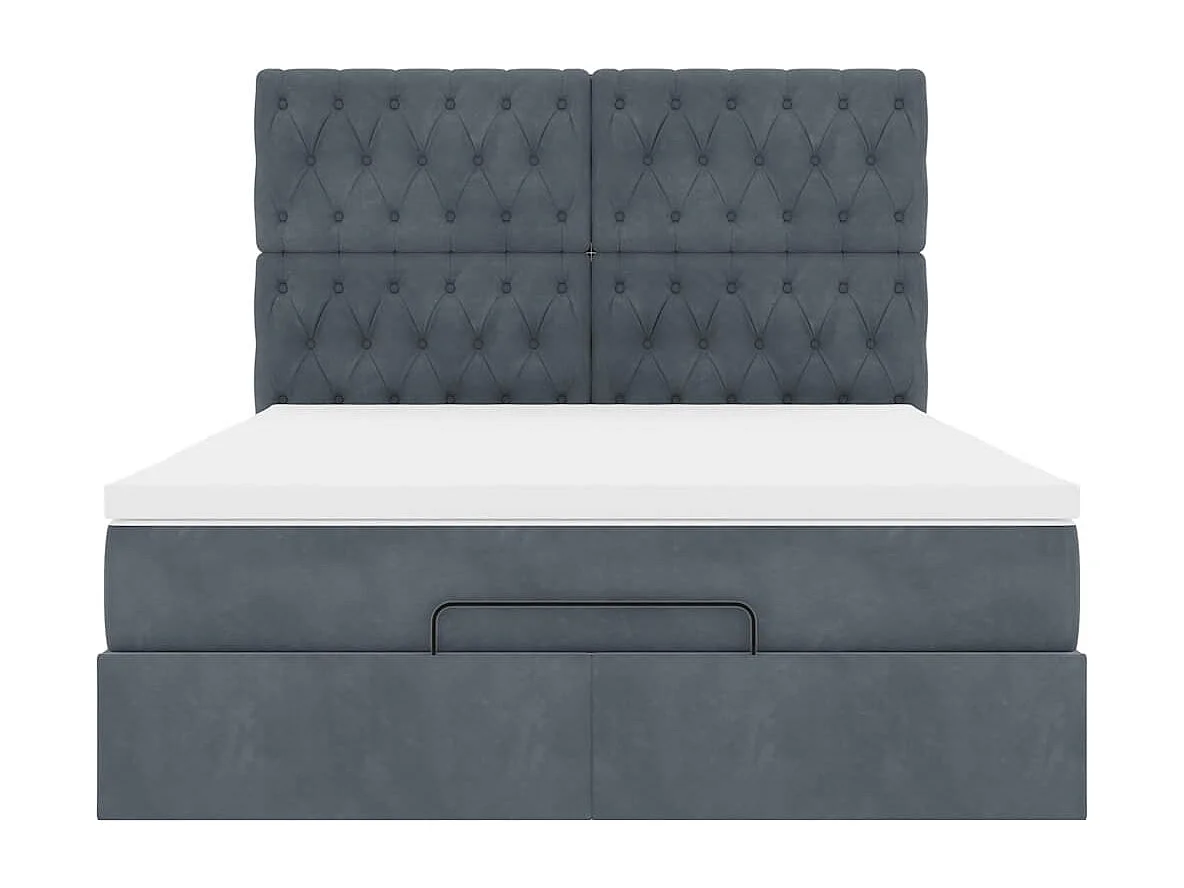 Ottoman-Bett mit Matratzen Dunkelgrau 140x200 cm Samt