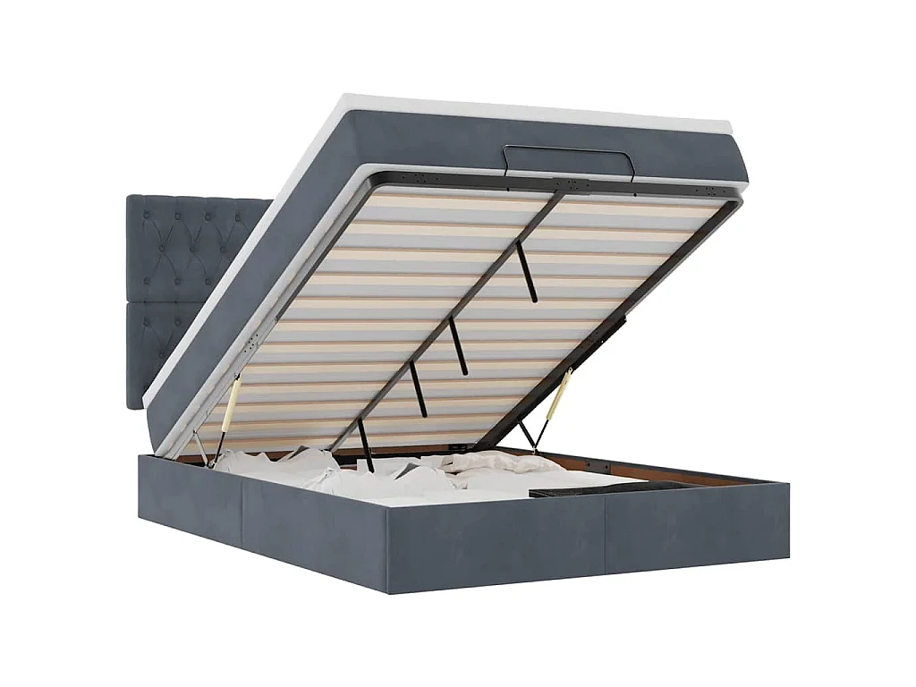 Ottoman bed met matrassen 140x200cm fluweel donkergrijs