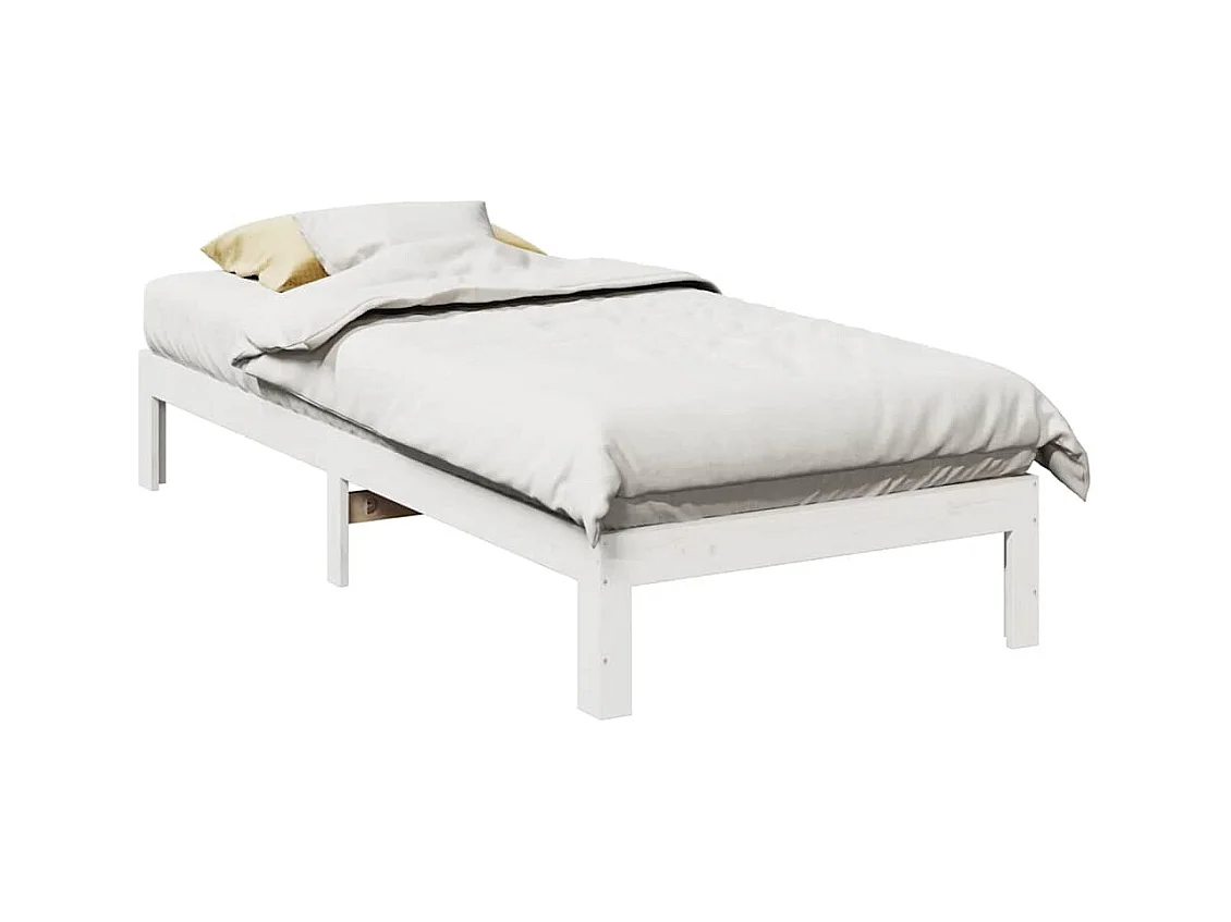 Massivholzbett ohne Matratze Weiß 90x200 cm Kiefernholz