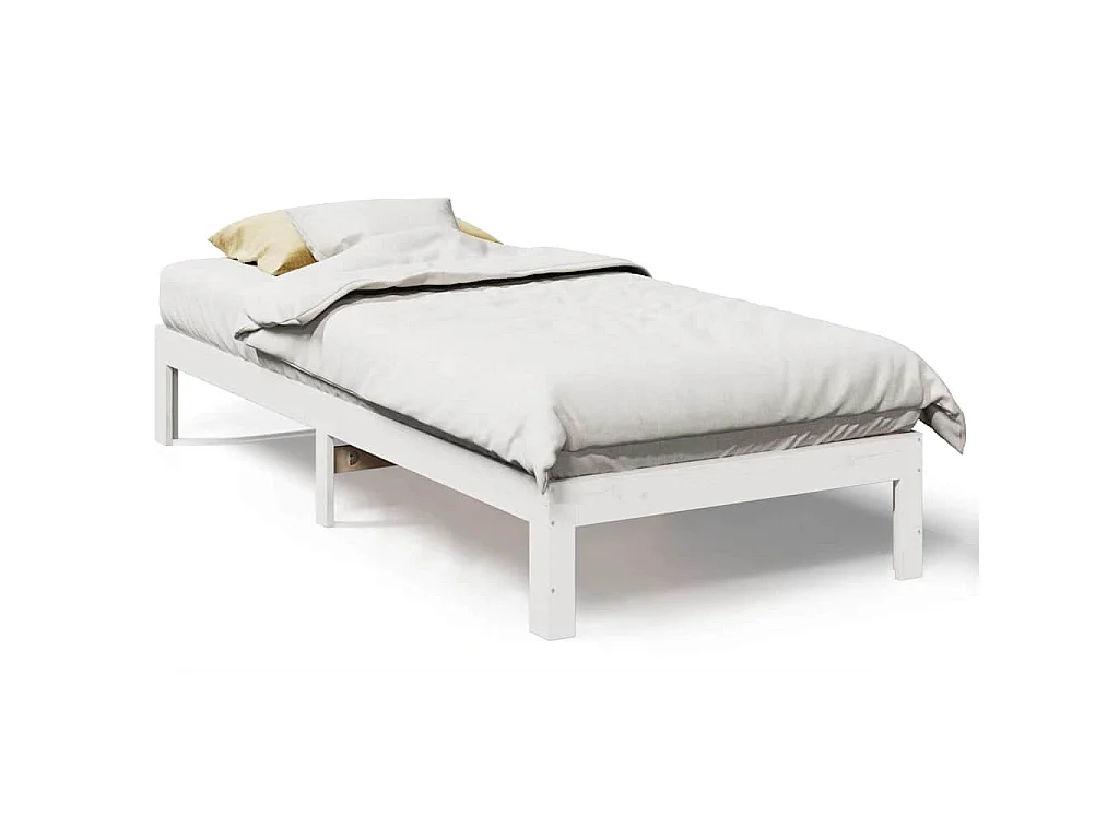 Cadre de lit sans matelas blanc 90x200 cm bois de pin massif