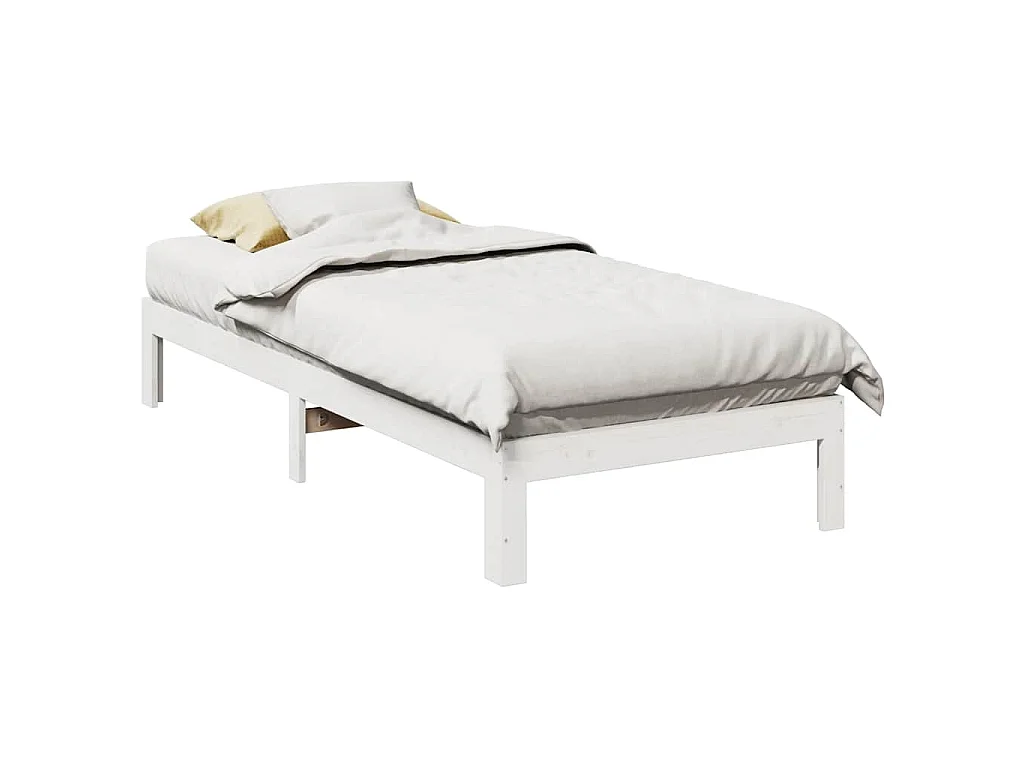 Cadre de lit sans matelas blanc 90x200 cm bois de pin massif