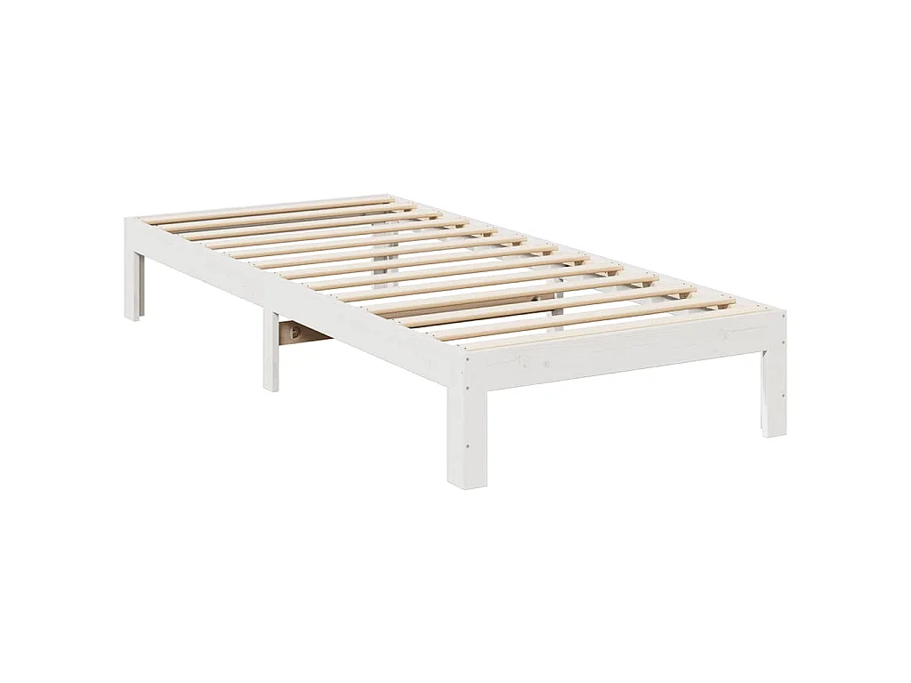 Cadre de lit sans matelas blanc 90x200 cm bois de pin massif