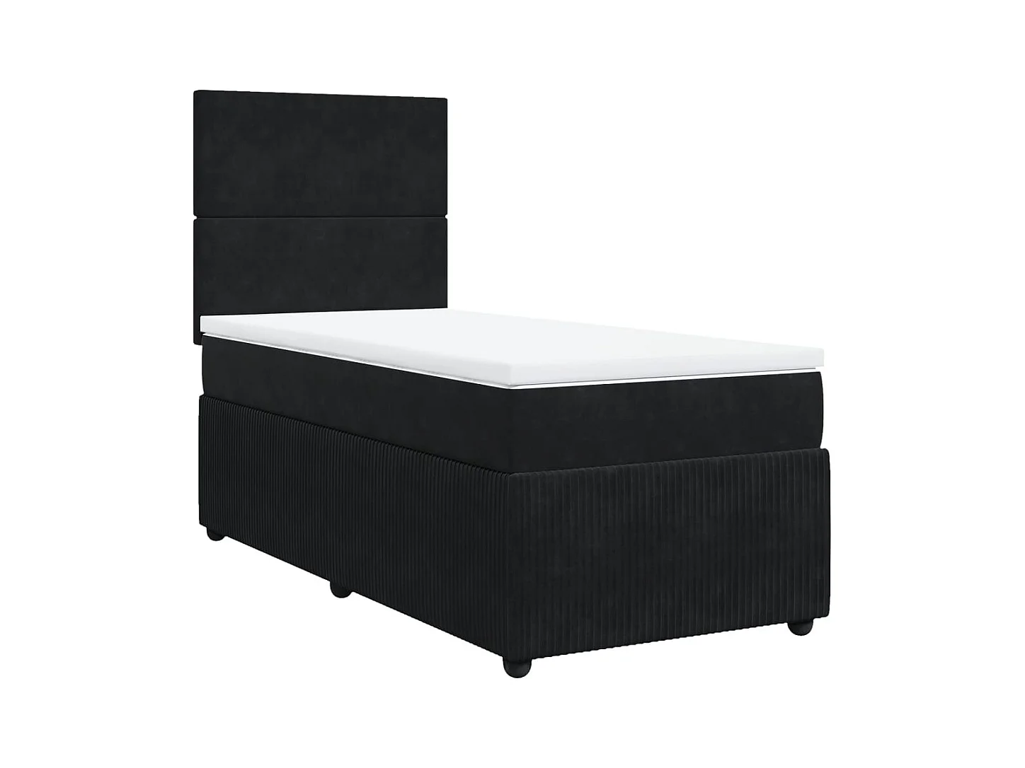 Sommier à lattes de lit avec matelas Noir 90x200 cm Velours
