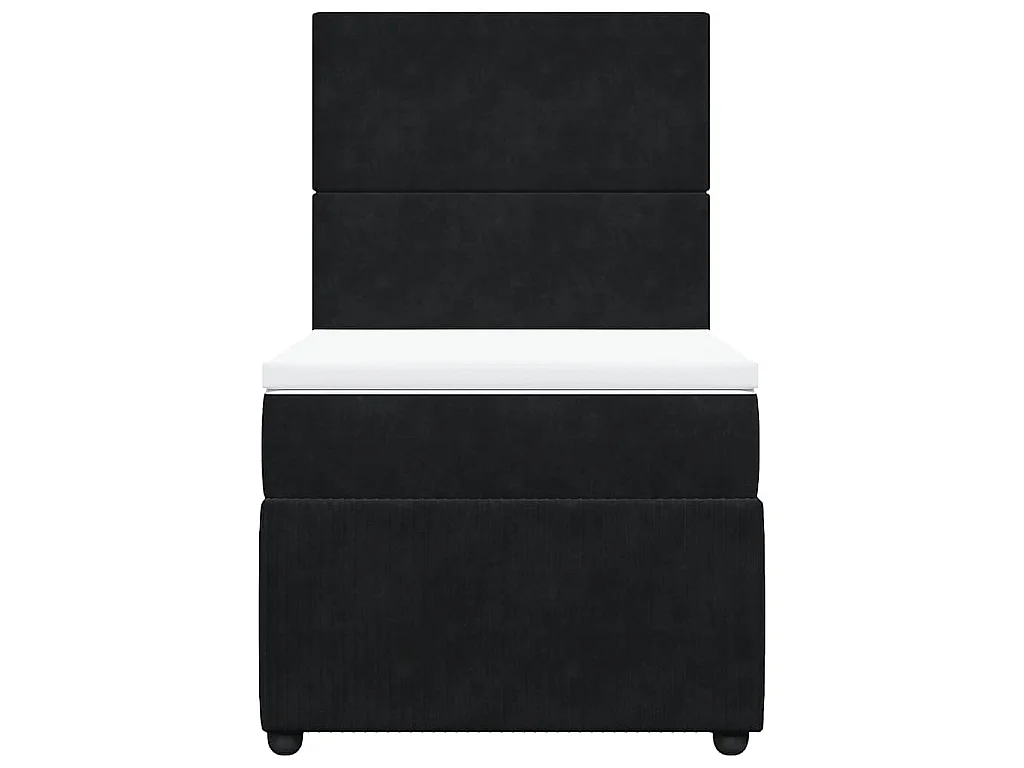 Cama box spring con colchón terciopelo negro 90x200 cm