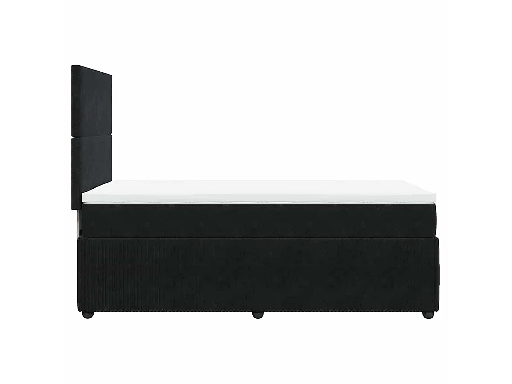 Cama box spring con colchón terciopelo negro 90x200 cm