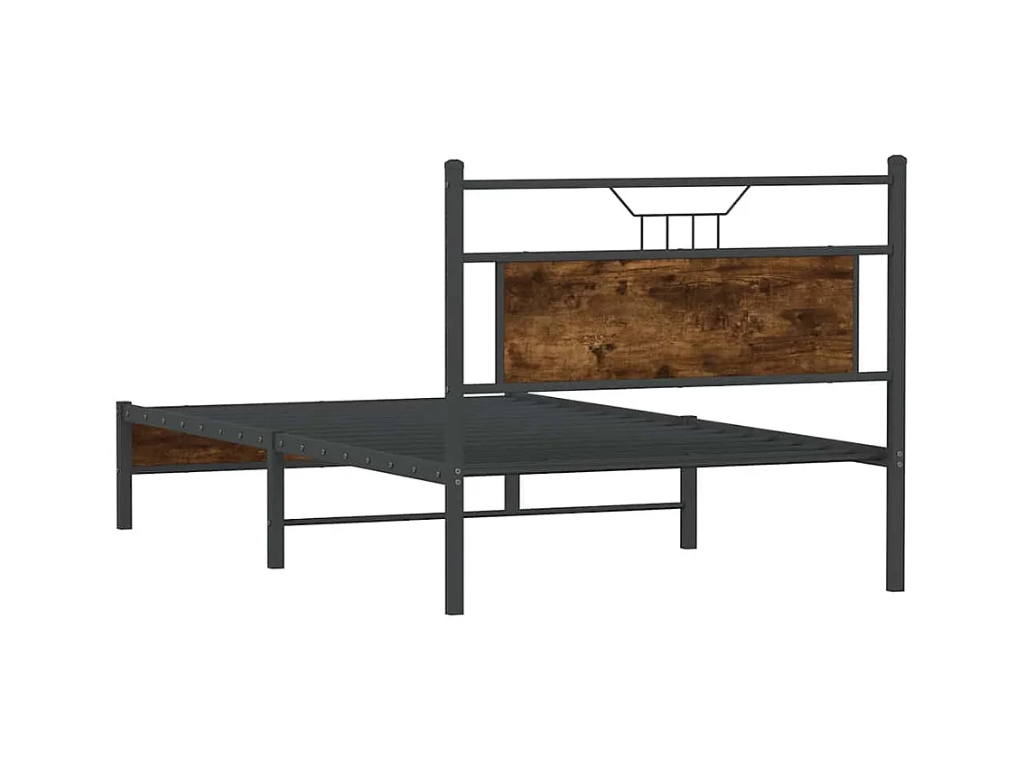 Bettgestell ohne Matratze Räuchereiche 100x190 cm Holzwerkstoff