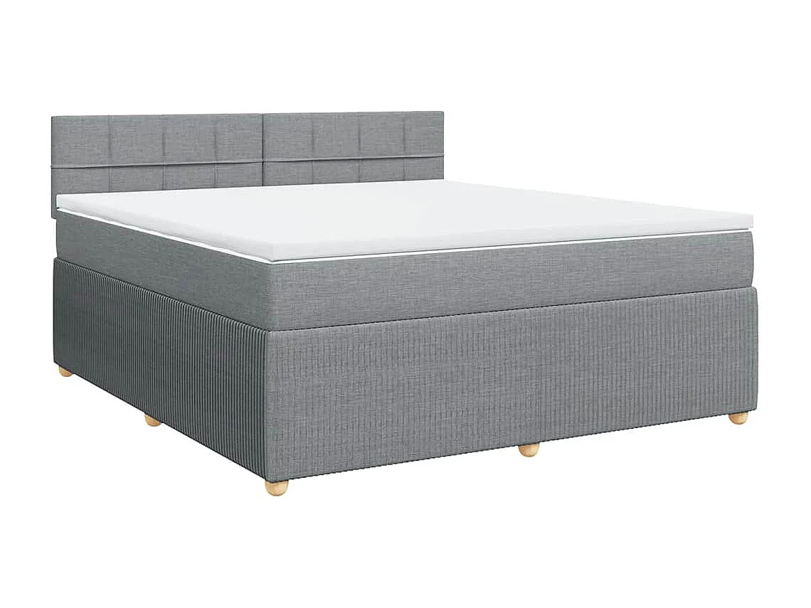 Cama box spring con colchón tela gris claro 180x200 cm
