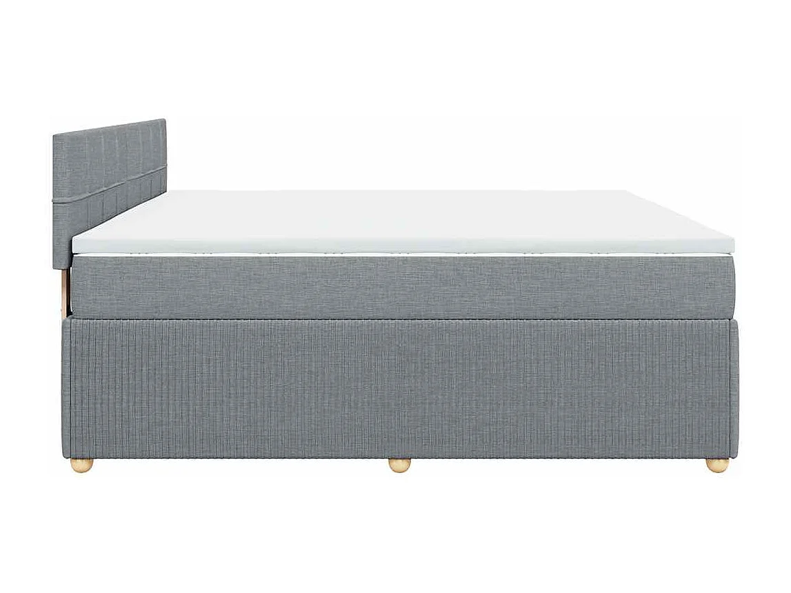 Cama box spring con colchón tela gris claro 180x200 cm