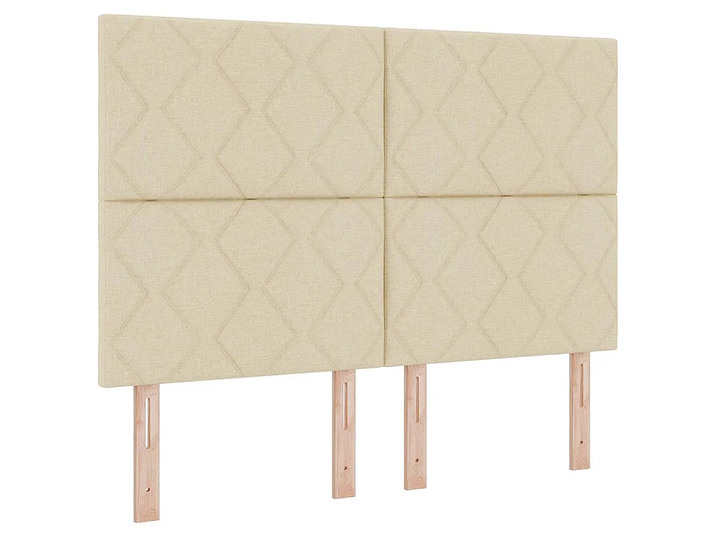Lit à ressorts avec tête de lit Crème 140 x 200 cm tissu