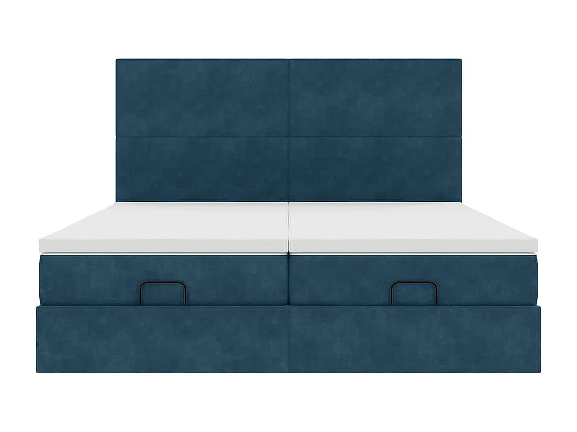Cadre de lit ottoman avec matelas bleu foncé 160x200 cm velours