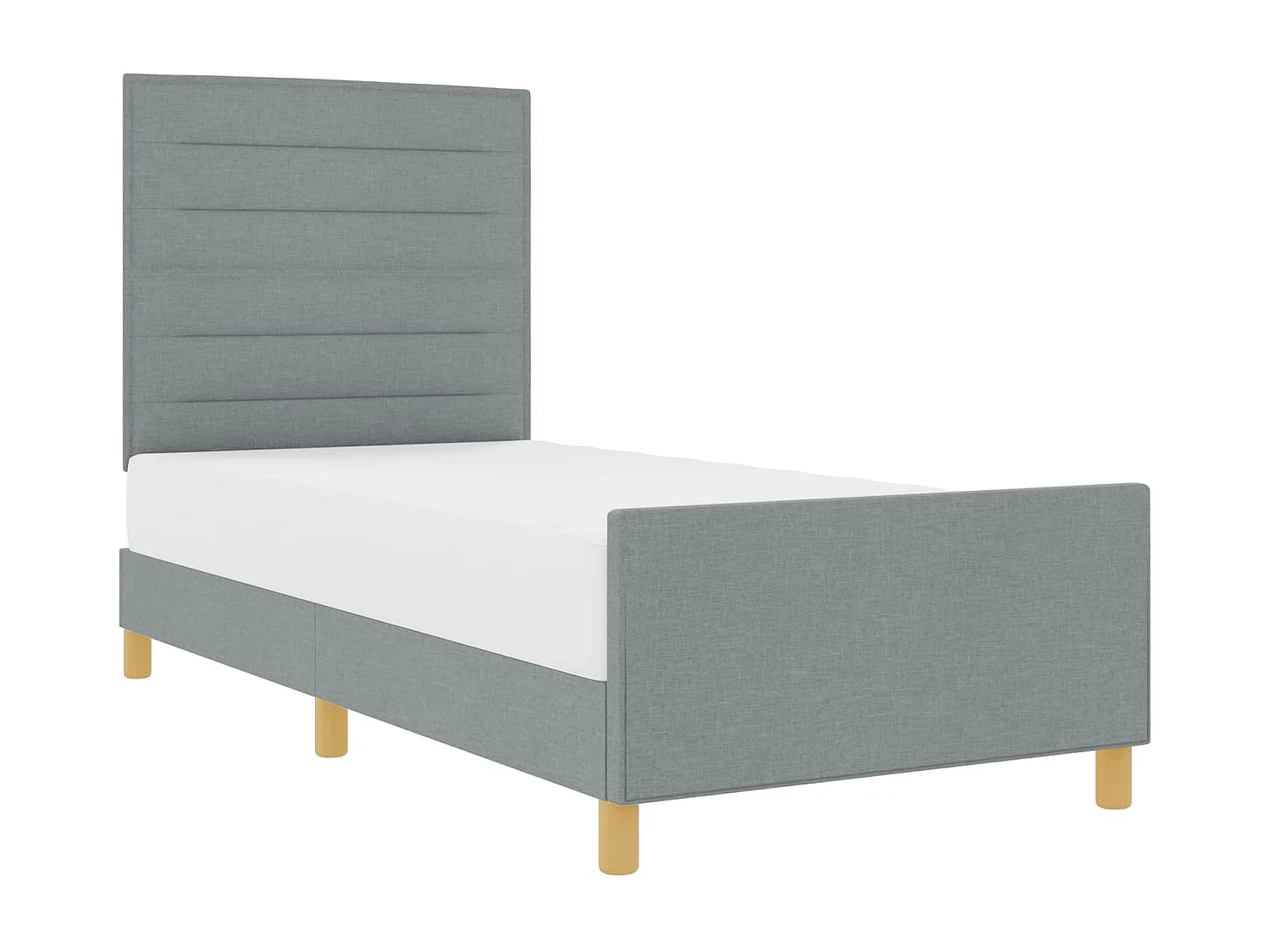 Estructura de cama con cabecera Gris claro 90 x 200 cm tela