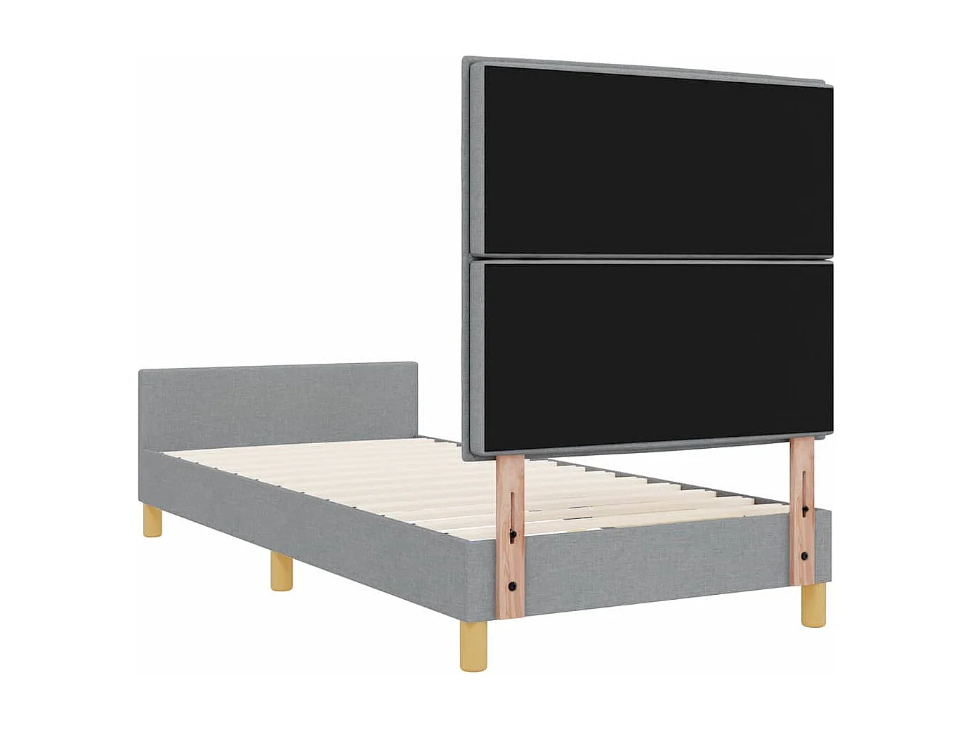 Estructura de cama con cabecera Gris claro 90 x 200 cm tela