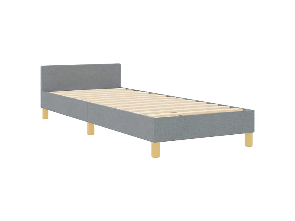 Bedframe met hoofdeinde Lichtgrijs 90 x 200 cm Stof