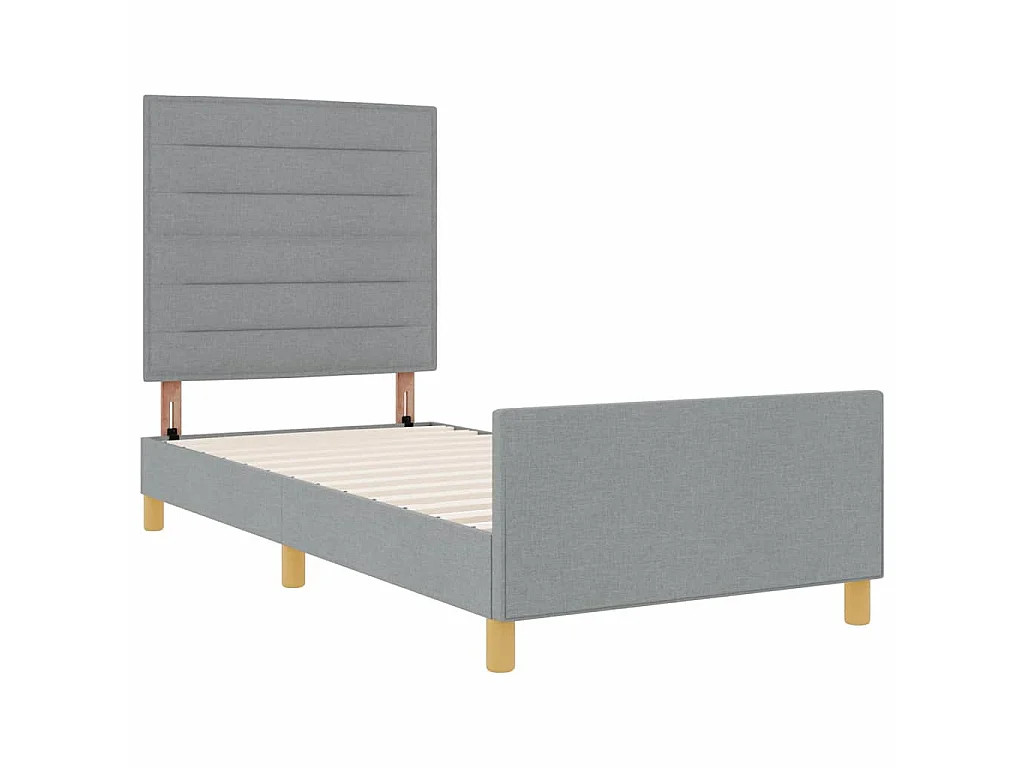 Bedframe met hoofdeinde Lichtgrijs 90 x 200 cm Stof