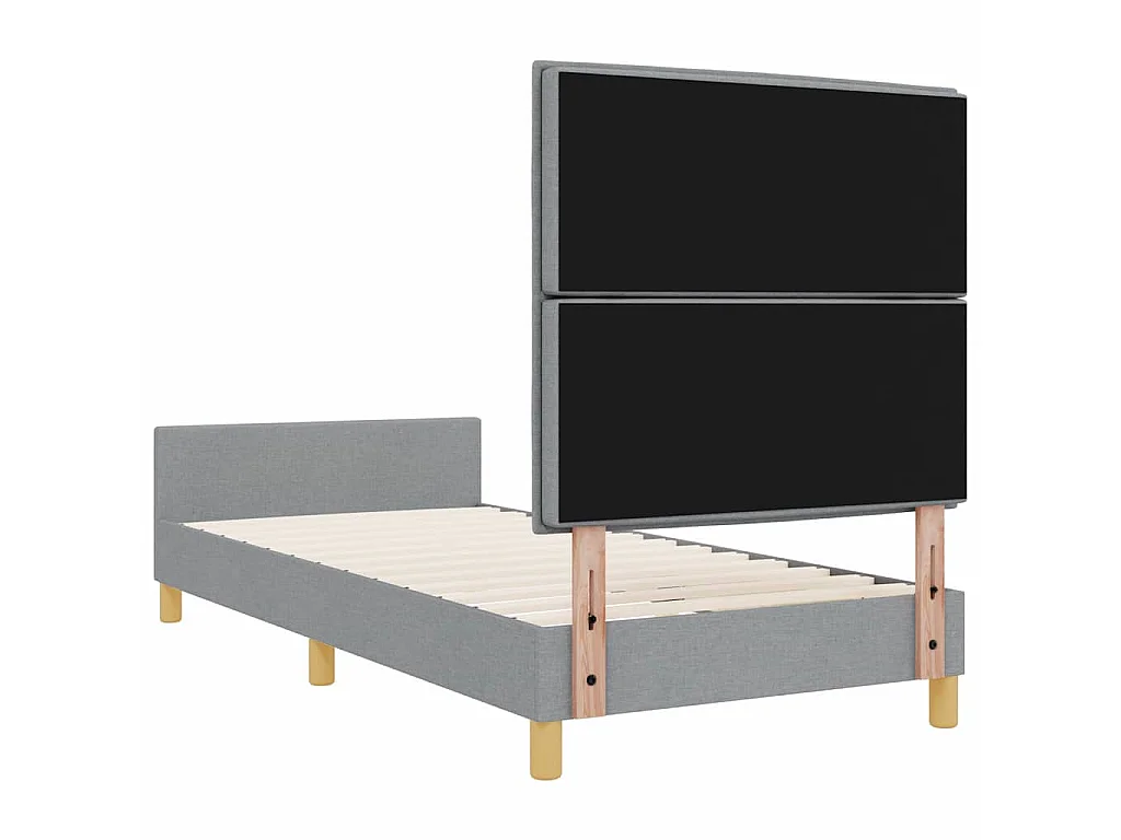 Bedframe met hoofdeinde Lichtgrijs 90 x 200 cm Stof