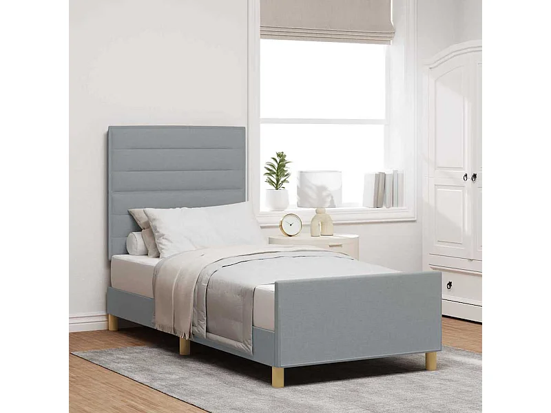Cadre de lit avec tête de lit Gris clair 90 x 200 cm tissu
