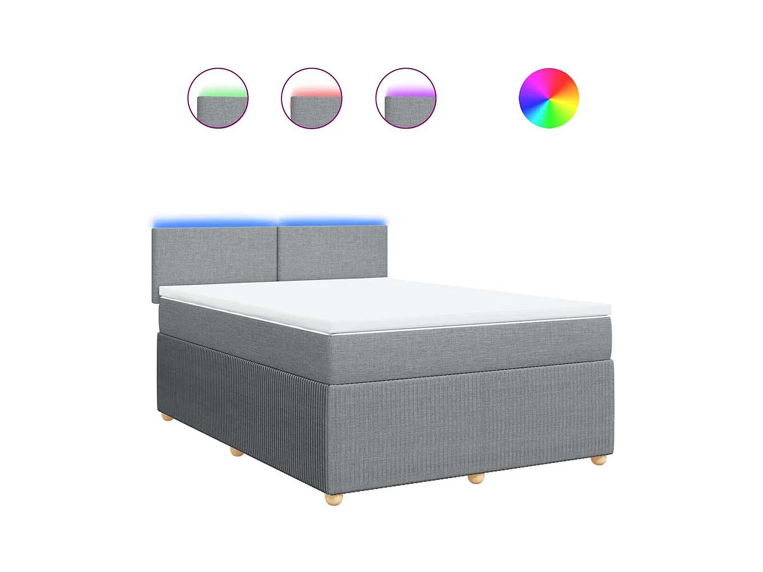 Sommier à lattes de lit avec matelas Gris clair 140x190cm Tissu