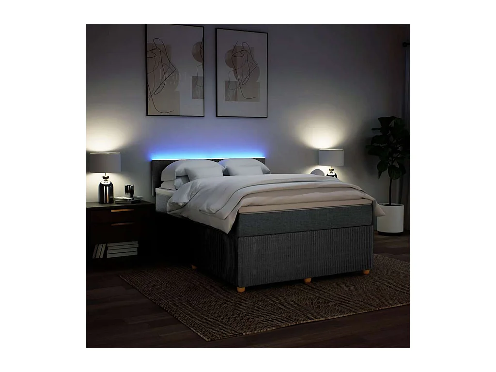 Sommier à lattes de lit avec matelas Gris clair 140x190cm Tissu