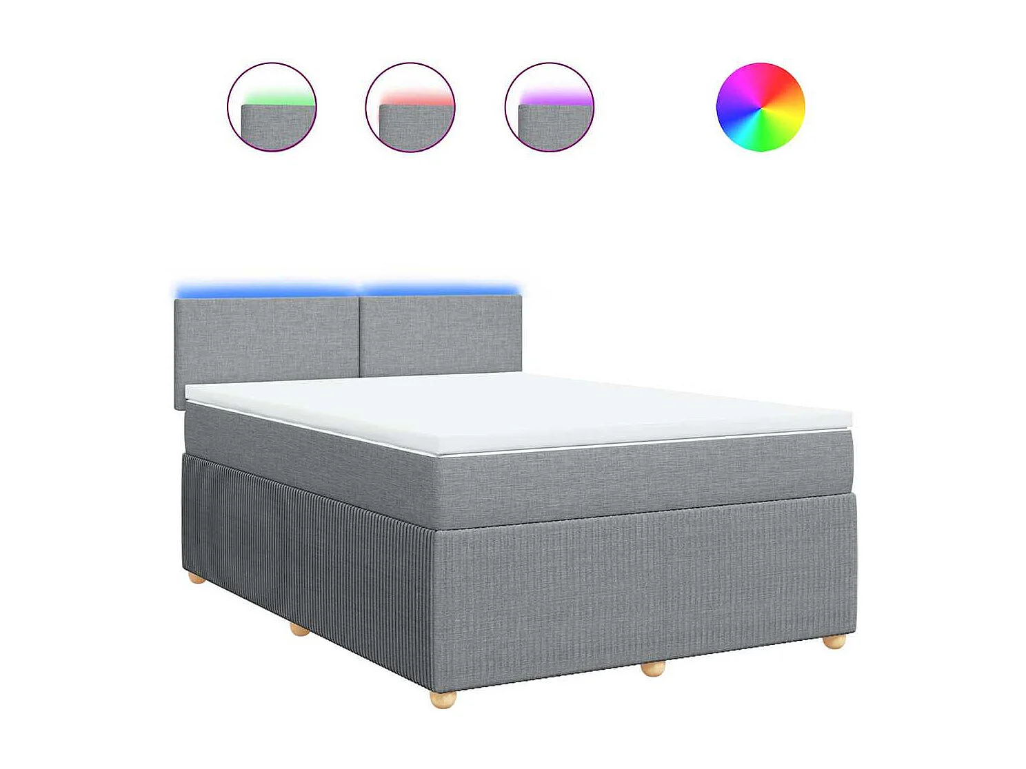 Sommier à lattes de lit avec matelas Gris clair 140x190cm Tissu