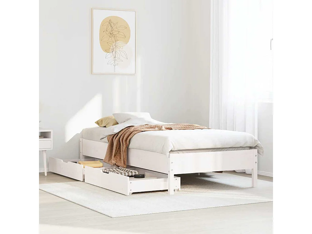 Estructura de cama sin colchón madera de pino blanca 90x200 cm