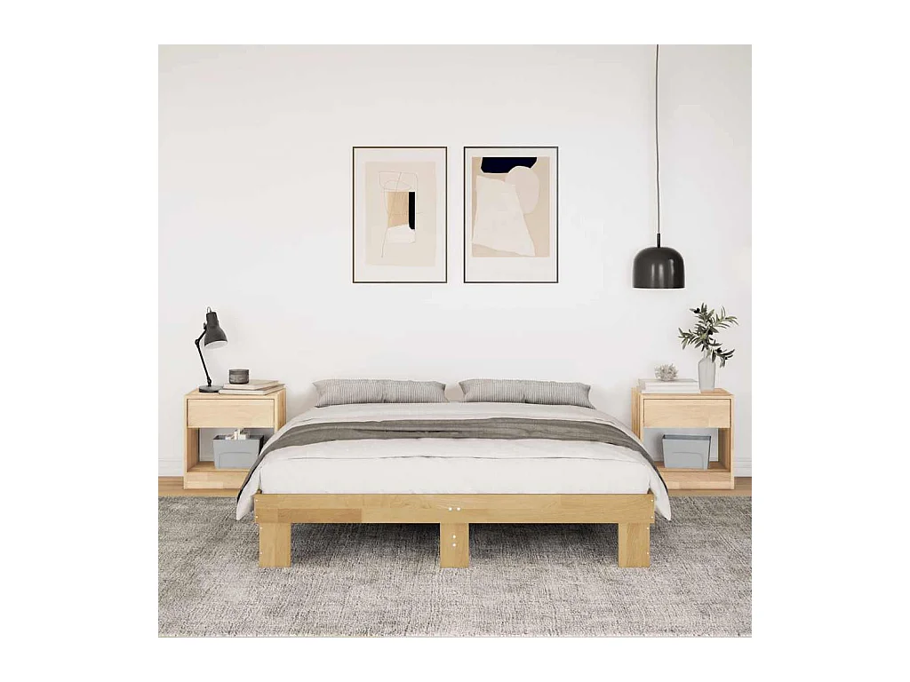 Cadre de lit sans matelas 140x200 cm bois massif de chêne