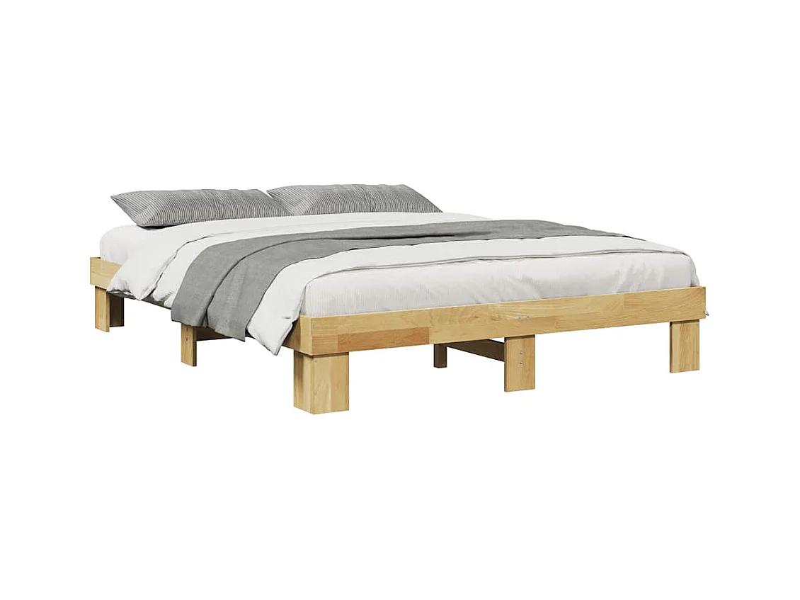 Cadre de lit sans matelas 140x200 cm bois massif de chêne
