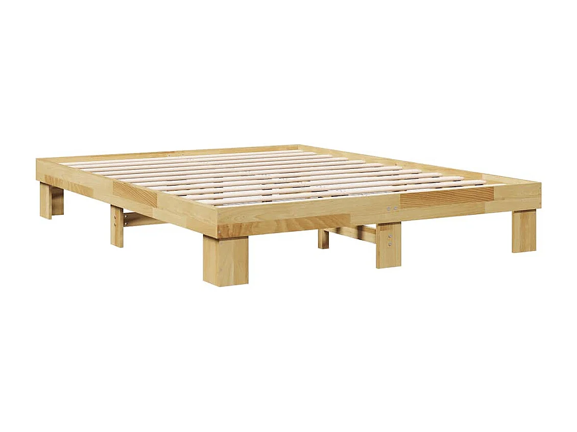 Cadre de lit sans matelas 140x200 cm bois massif de chêne