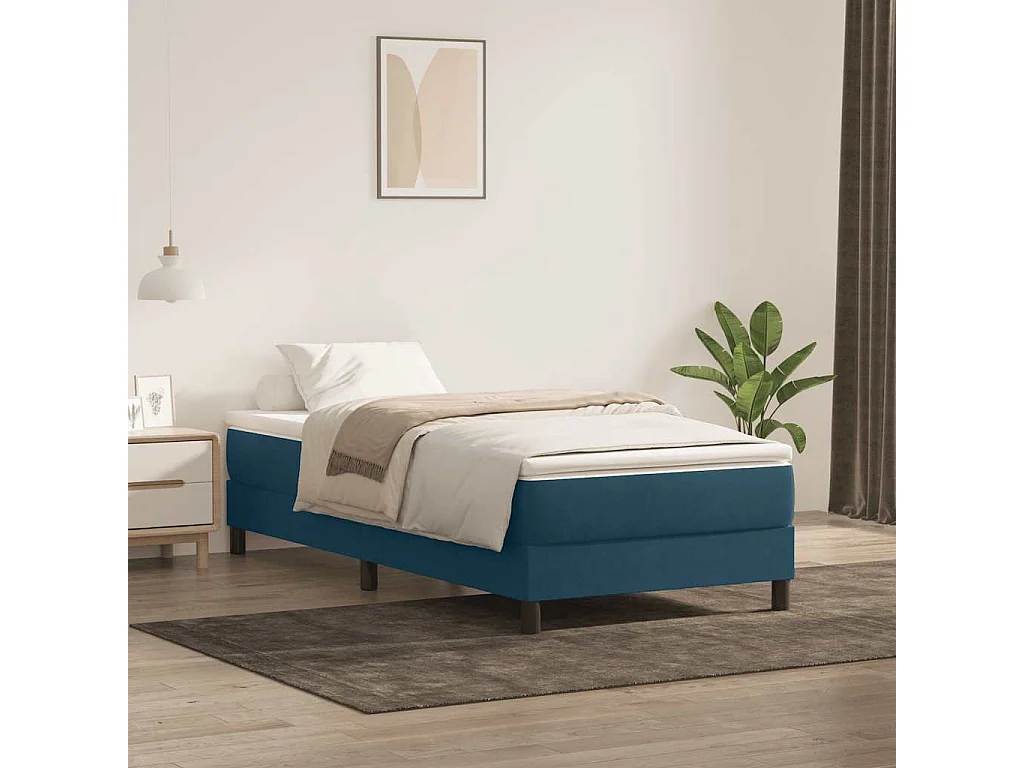 Sommier à lattes de lit sans matelas bleu foncé 100x210 cm