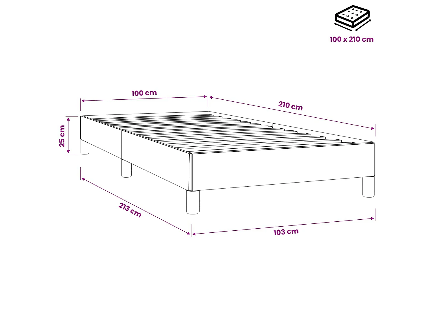 Giroletto a Molle senza Materasso Blu Scuro 100x210 cm Velluto
