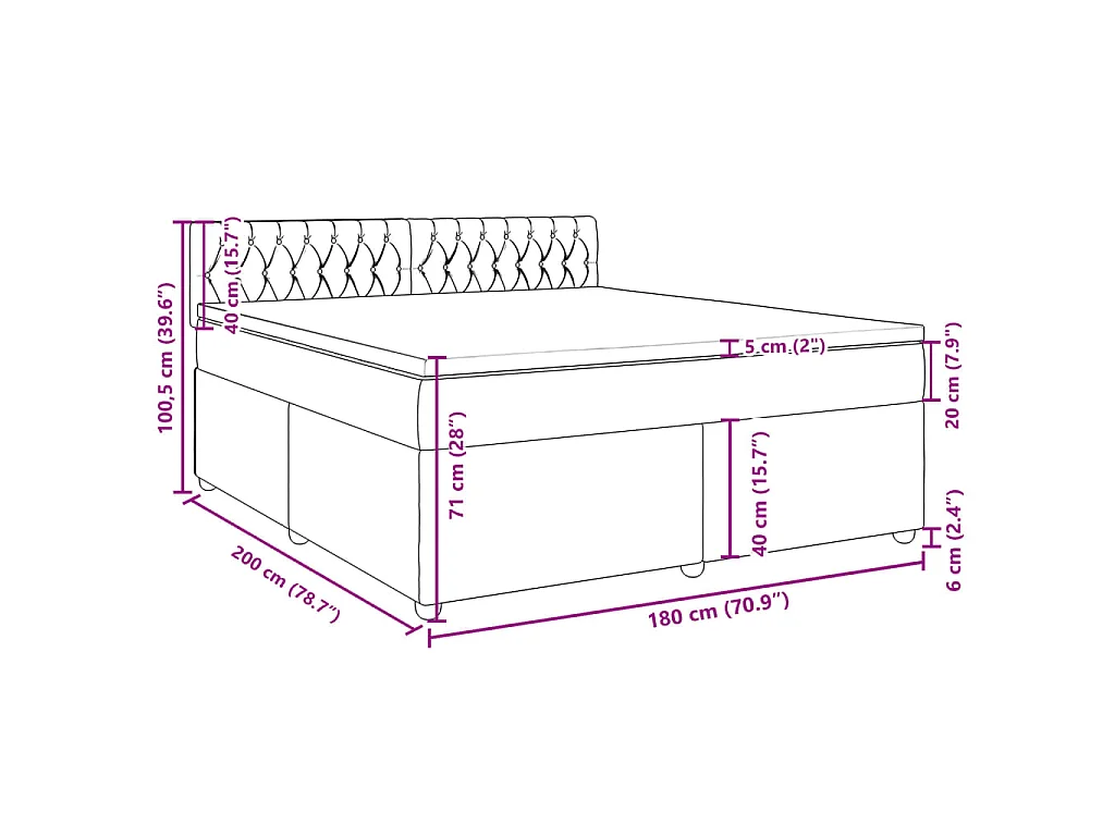 Boxspringbett mit Matratze Dunkelgrau 180x200 cm Stoff