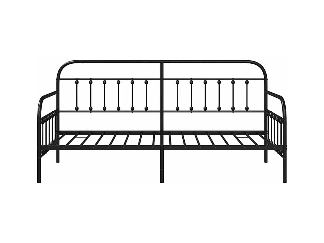 Cadre de lit de jour avec tête de lit Noir 90 x 200 cm Acier