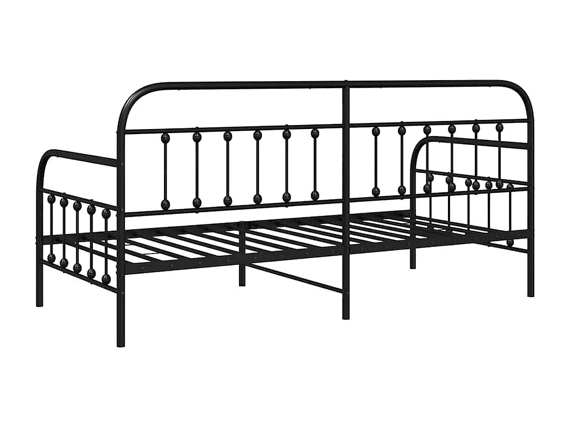 Cadre de lit de jour avec tête de lit Noir 90 x 200 cm Acier