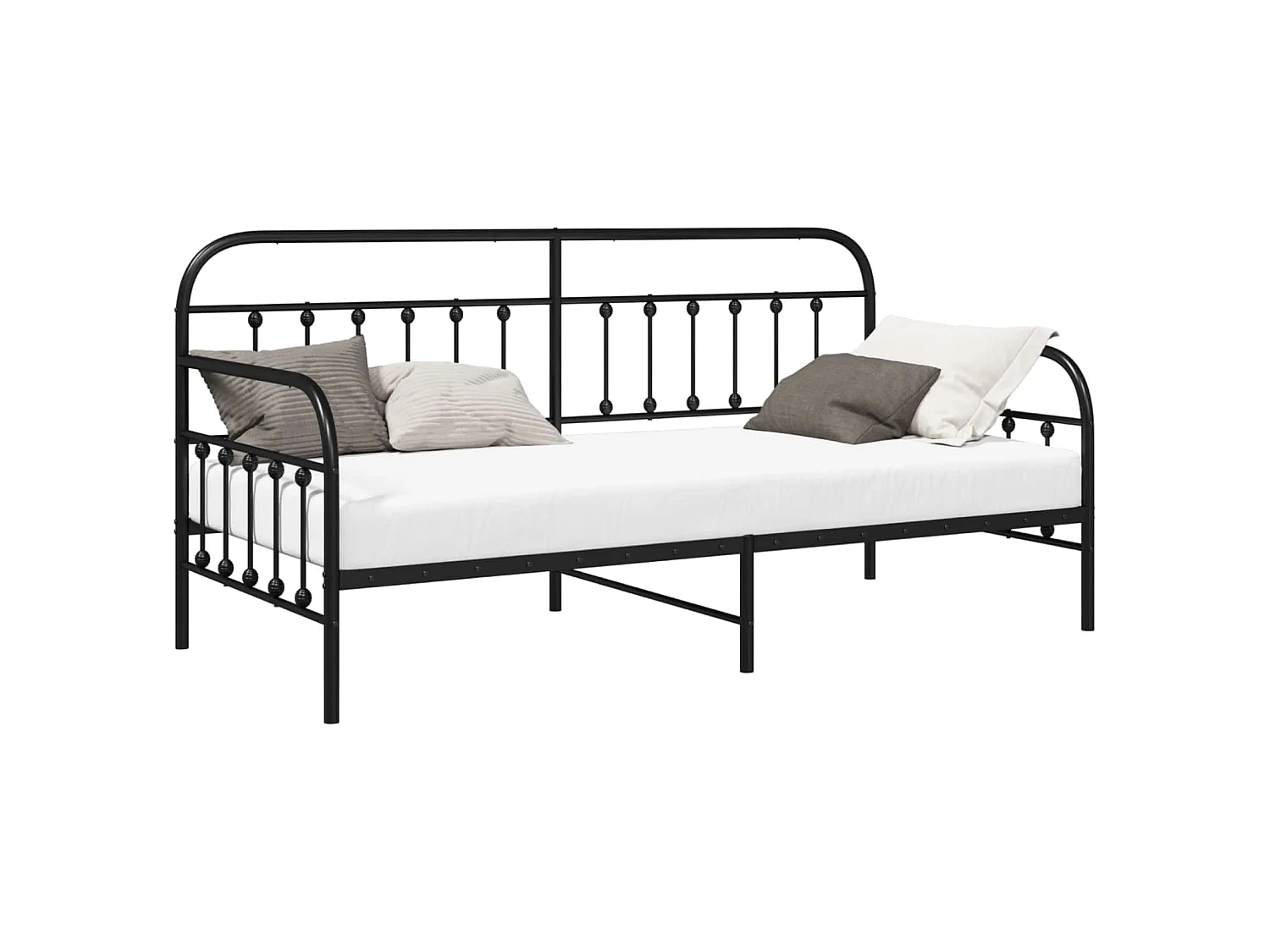 Cadre de lit de jour Noir 90 x 200 cm Acier enduit de poudre
