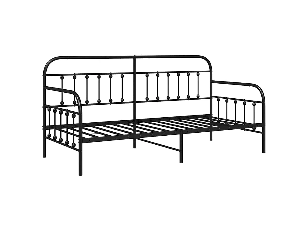 Cadre de lit de jour Noir 90 x 200 cm Acier enduit de poudre