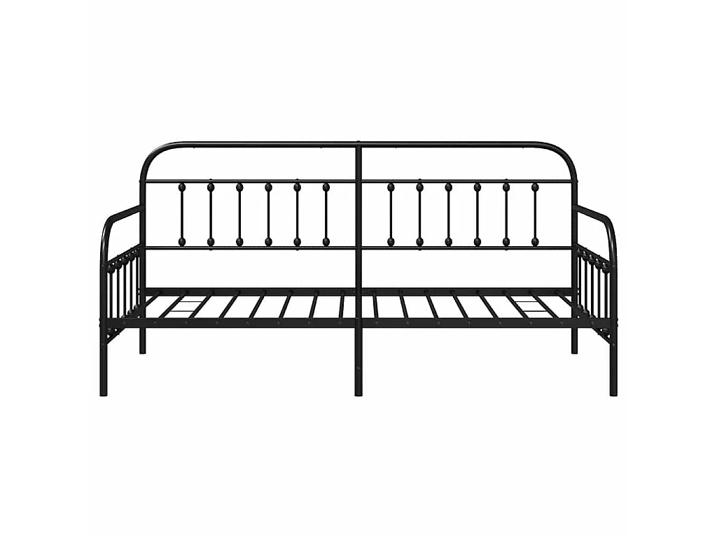Cadre de lit de jour Noir 90 x 200 cm Acier enduit de poudre