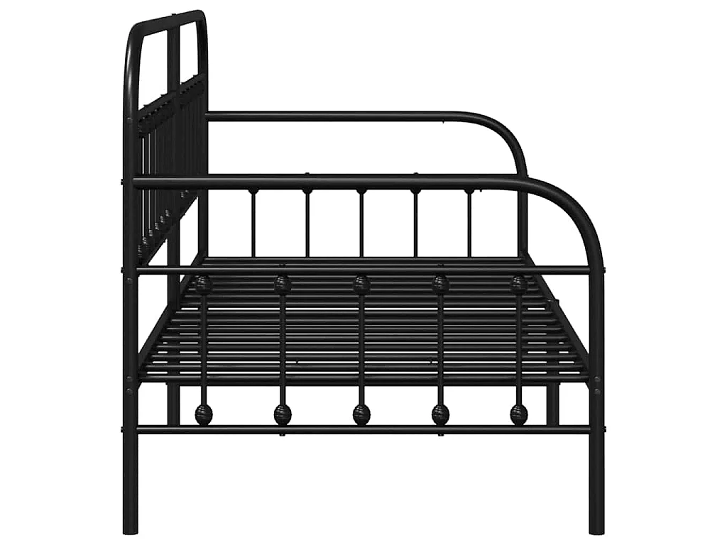 Cadre de lit de jour Noir 90 x 200 cm Acier enduit de poudre