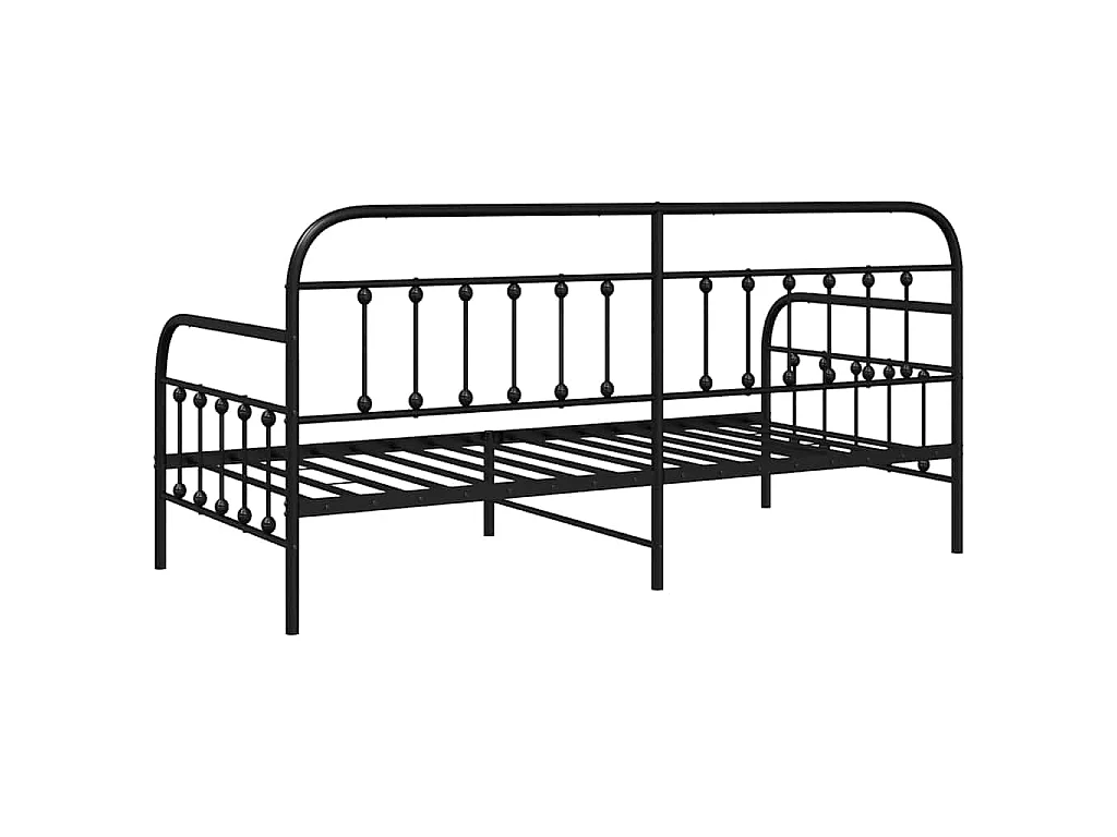Cadre de lit de jour Noir 90 x 200 cm Acier enduit de poudre