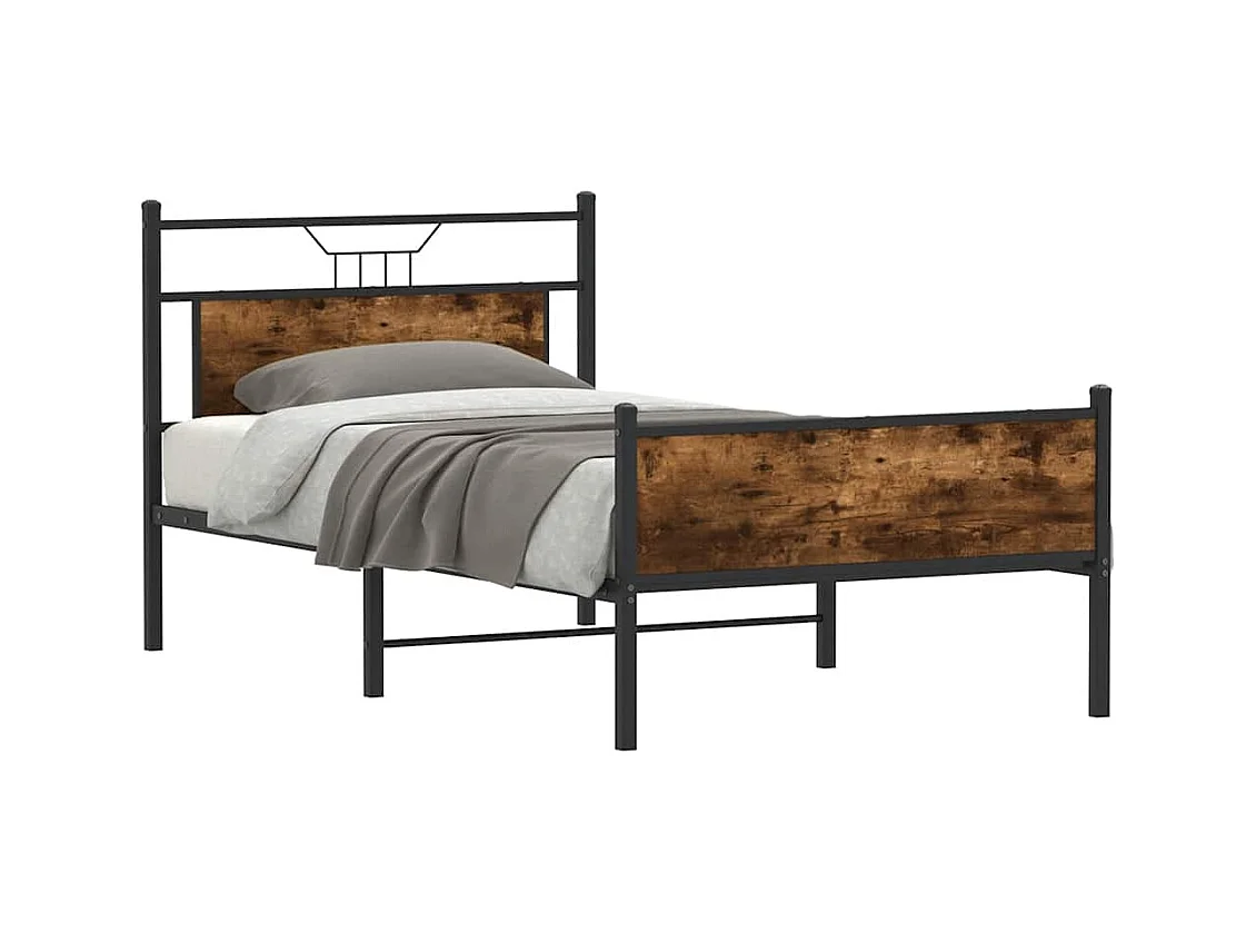 Bettgestell ohne Matratze Räuchereiche 100x190 cm Holzwerkstoff
