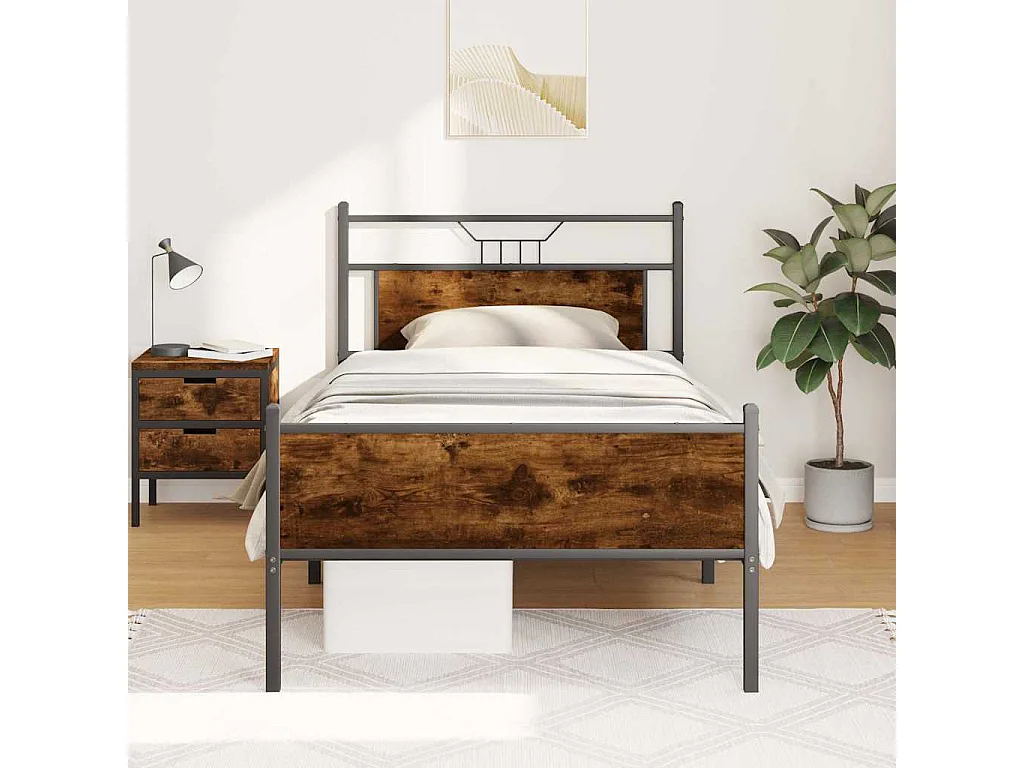 Giroletto senza Materasso Rovere Fumo 100x190 cm in Truciolato