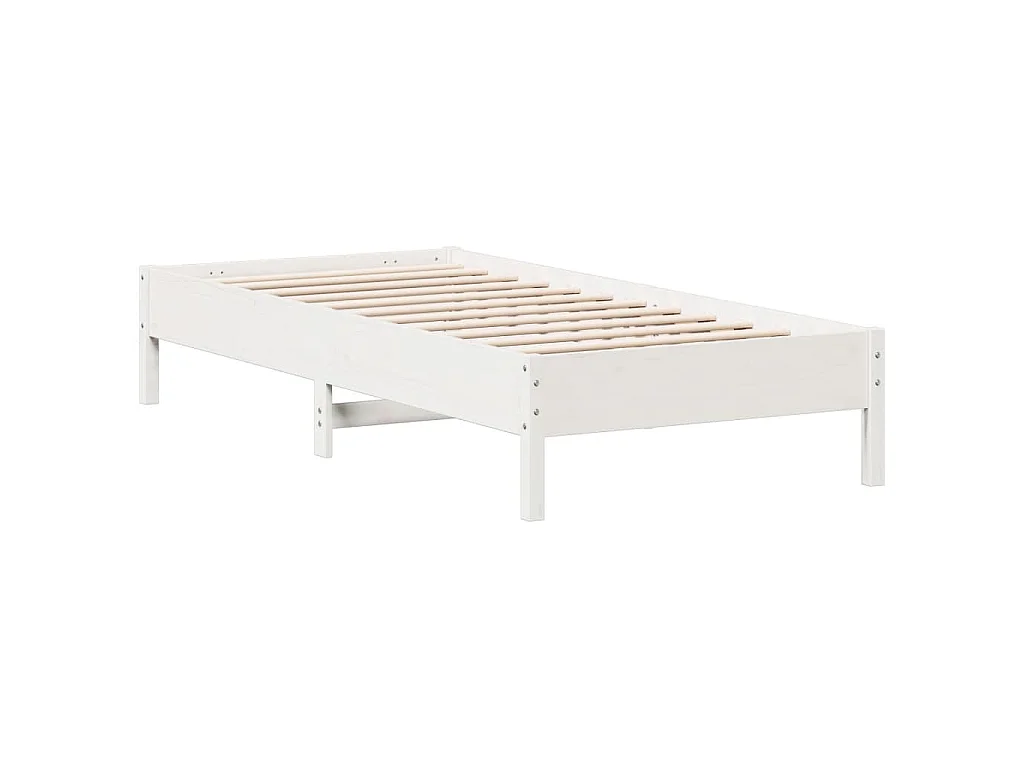 Bedframe zonder matras massief grenenhout wit 90x190 cm